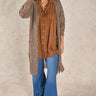 Model wears Michele & Hoven Clipper Alpaca Cardigan, full length front view