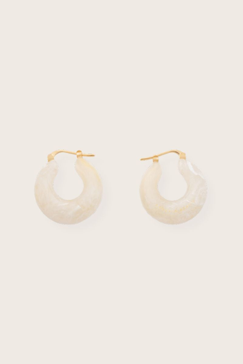 Pearl Marble Moon Earrings