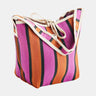 Madam Stoltz Recycled HDPE Tie Top Stripe Market Bag