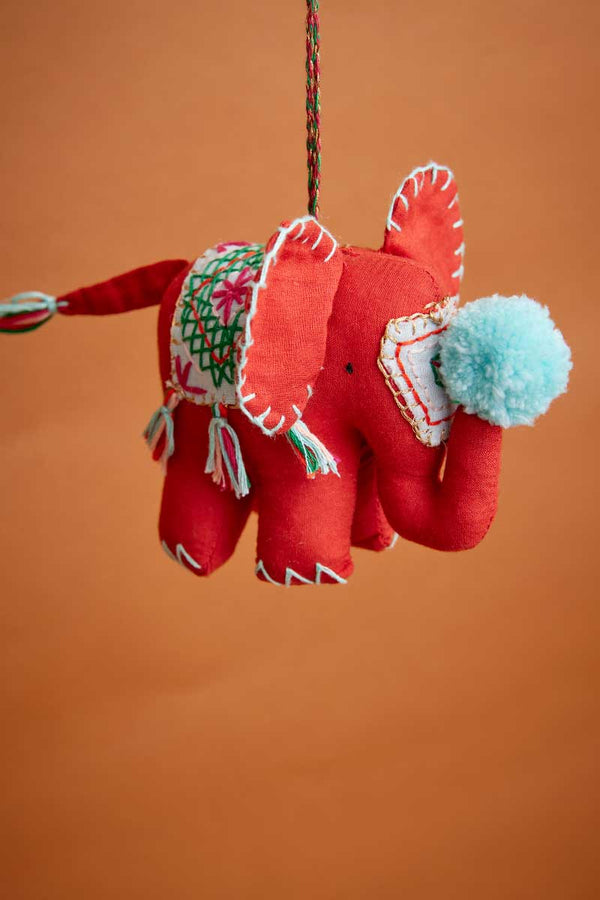 Red Elephant Hanging Ornament