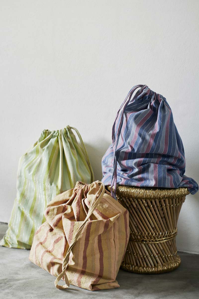 Madam Stoltz Striped Cotton Bags