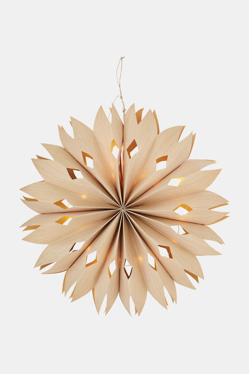 Natural Veneer Paper Light-Up Star Decoration