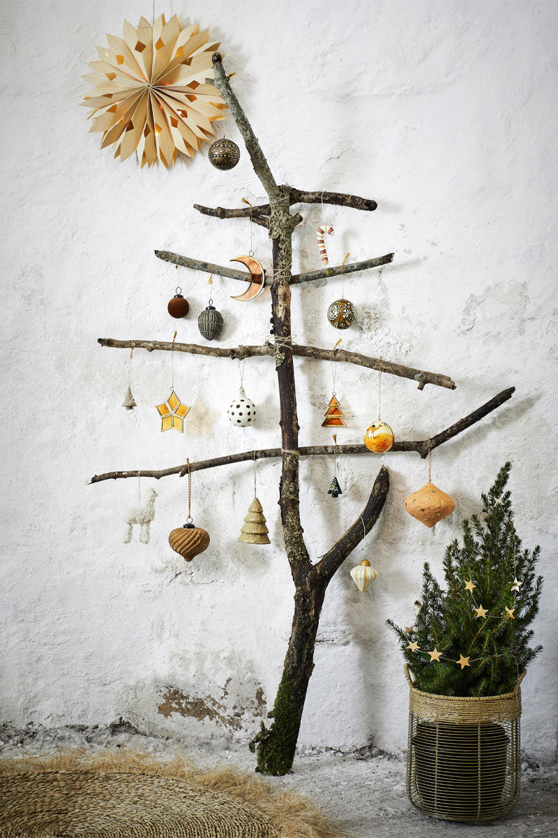 Natural Veneer Paper Light-Up Star Decoration