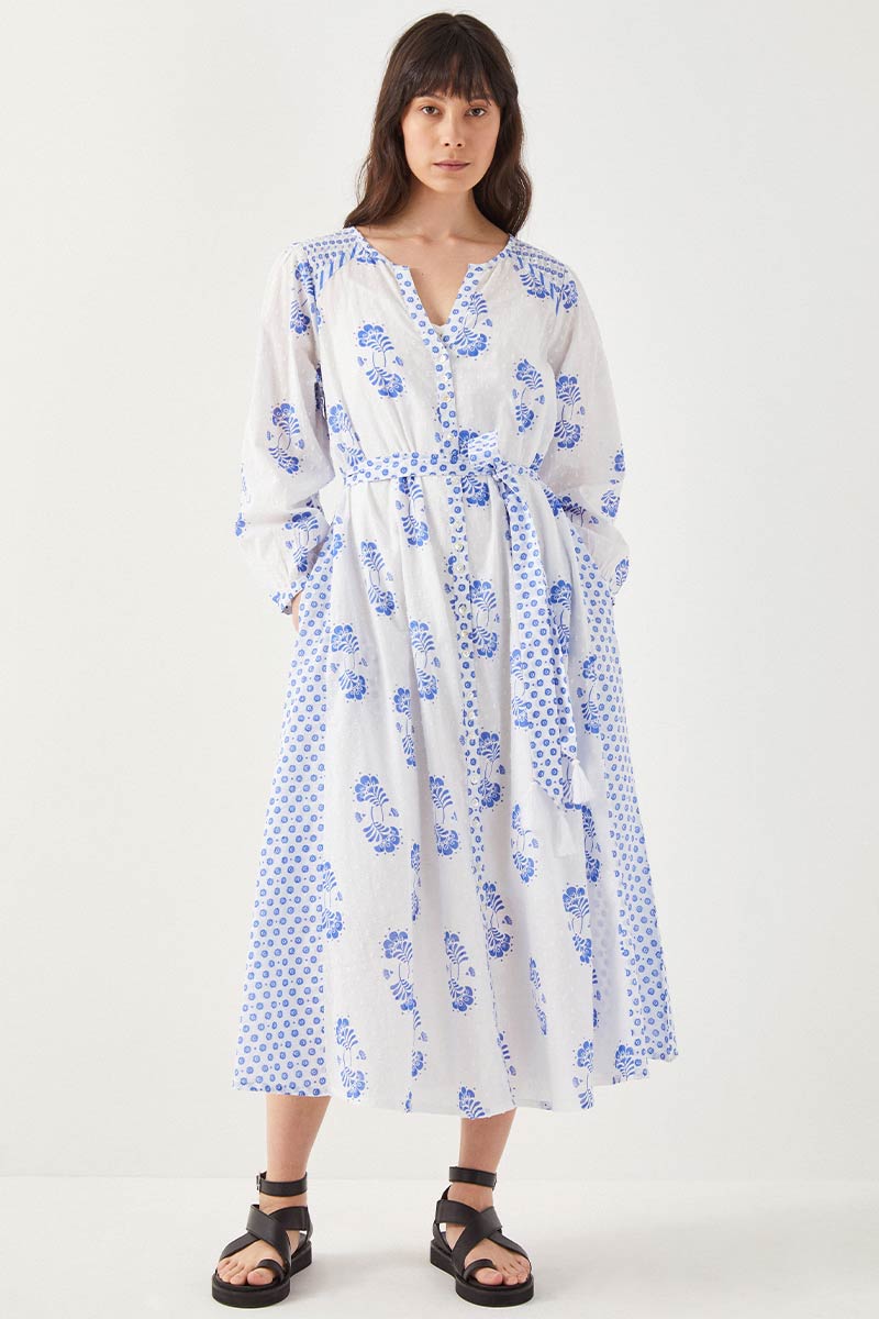 Amber Printed Dress White