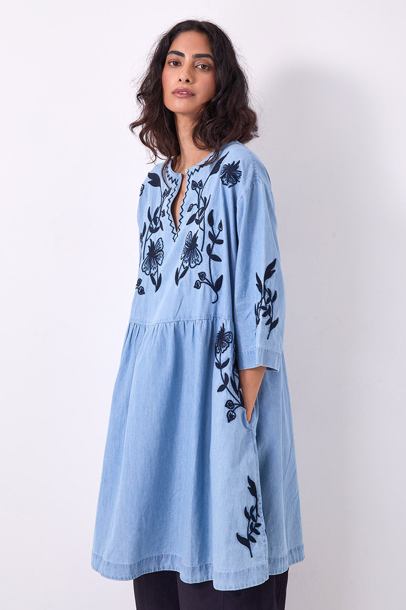 Andie Embroidered Denim Dress