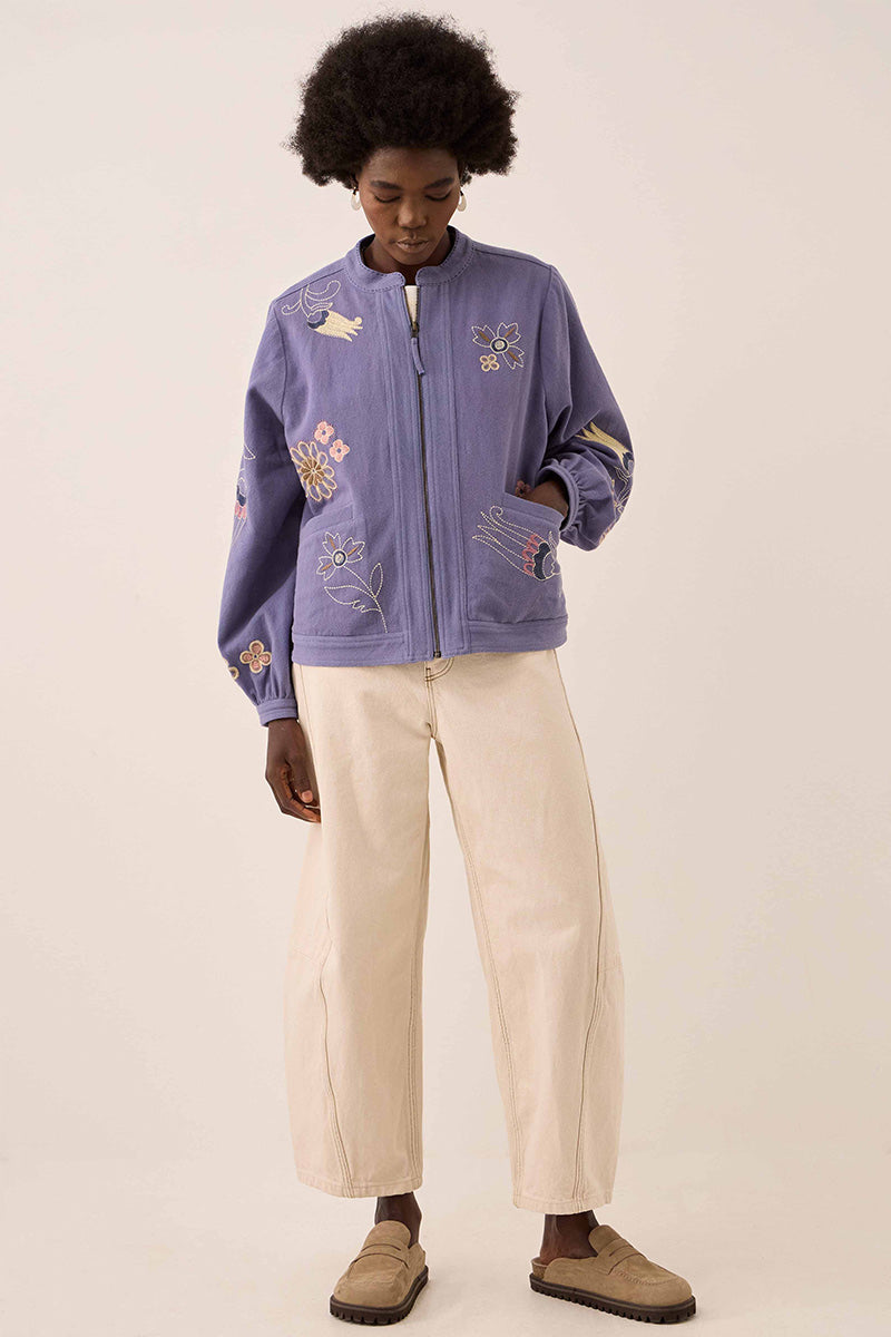 Anyar Botanical Embroidered Cotton Twill Jacket