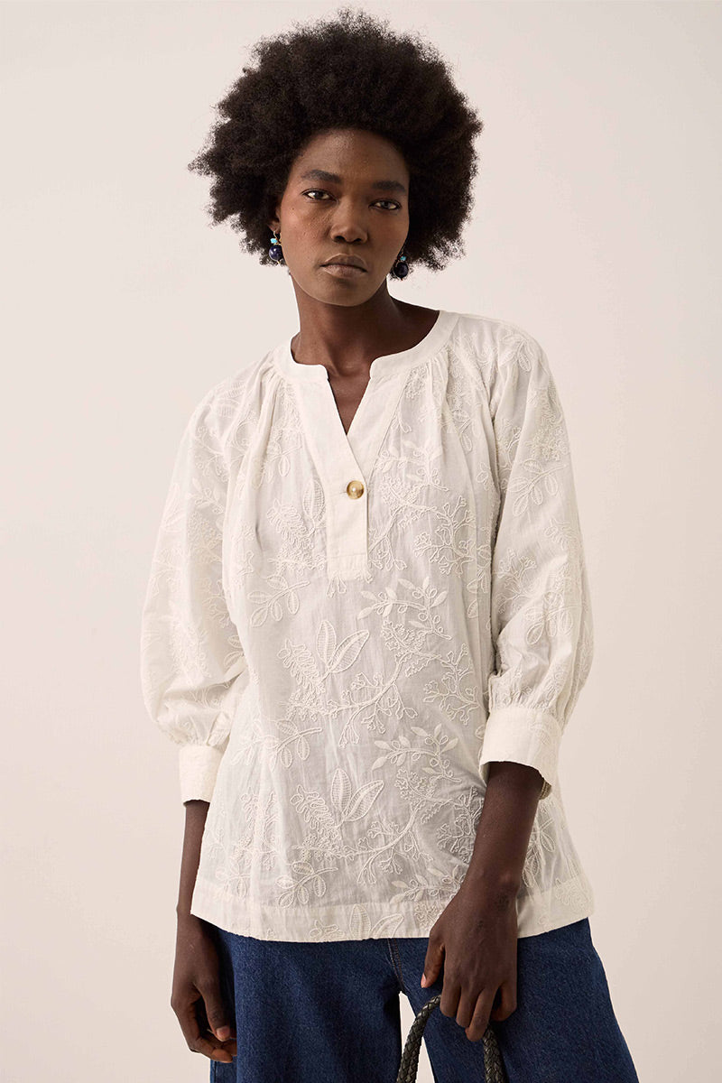 Ateta Tonal Embroidered Blouse