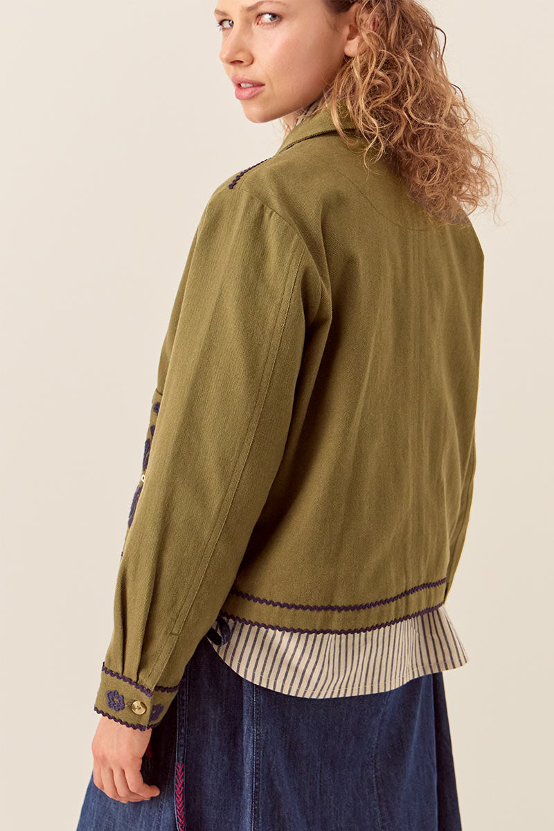 Bella Embroidered Cotton Twill Jacket