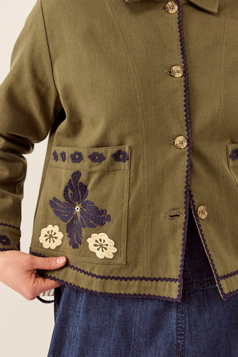 Bella Embroidered Cotton Twill Jacket