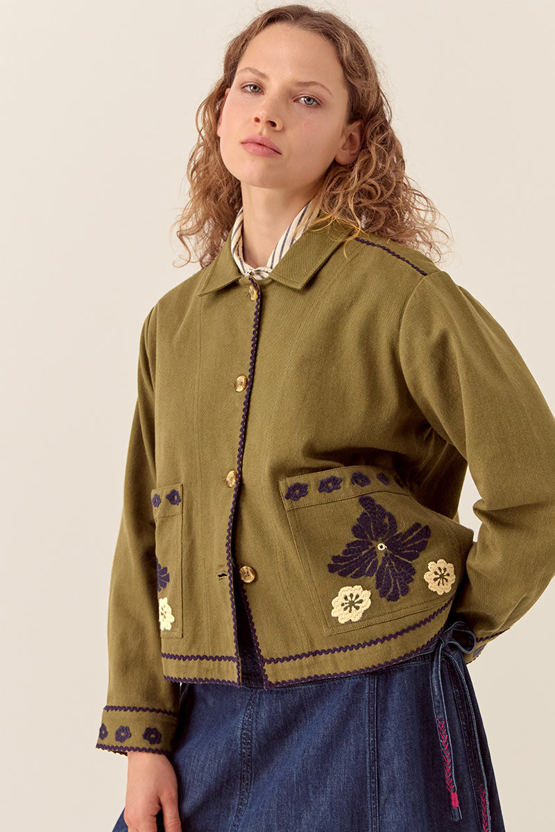 Bella Embroidered Cotton Twill Jacket