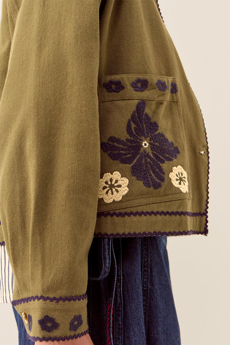 Bella Embroidered Cotton Twill Jacket