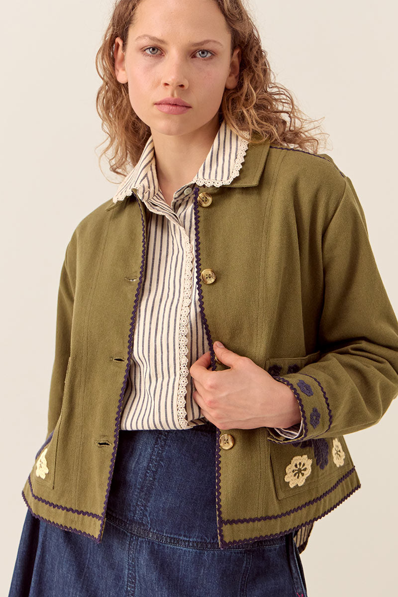 Bella Embroidered Cotton Twill Jacket