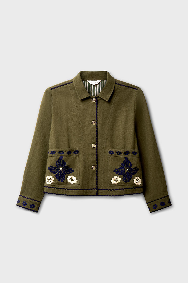 Bella Embroidered Cotton Twill Jacket
