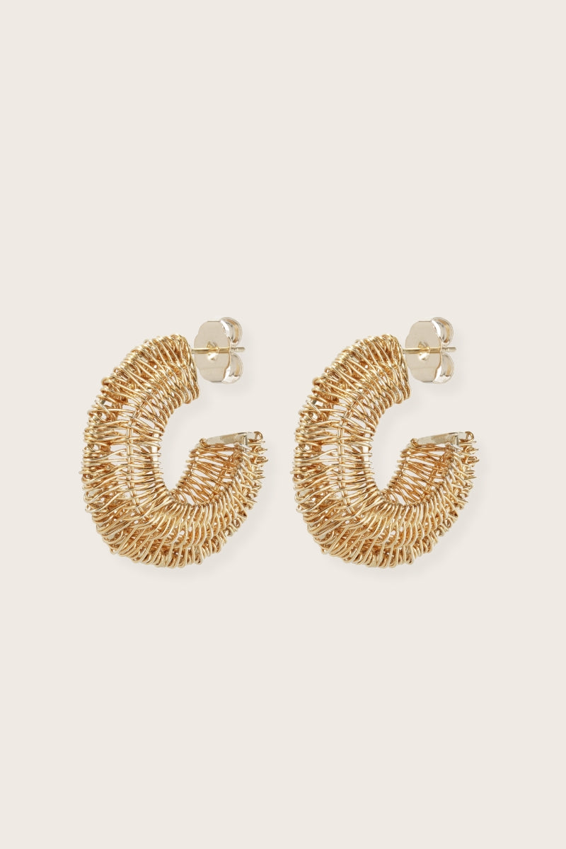 Woven Gold-Plated Hoop Earrings