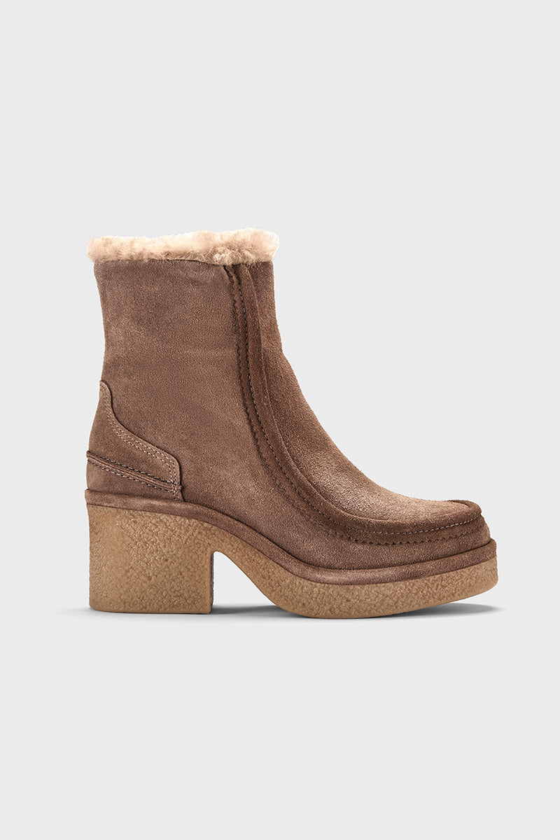 Bambie Cinnamon Suede Shearling Fur Lined Boots