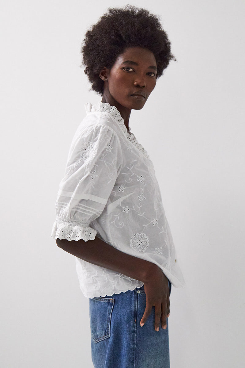 Bria Broderie Anglaise Cotton Top