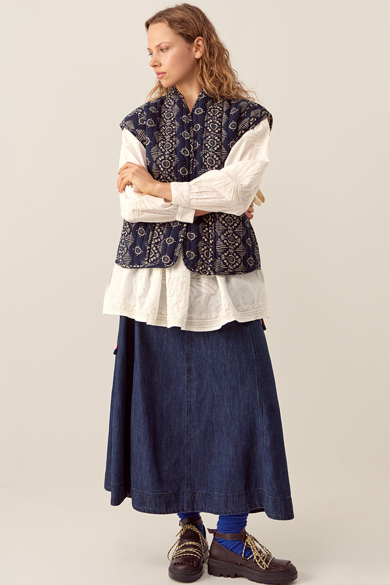 Celine Printed Textured Cotton Gilet