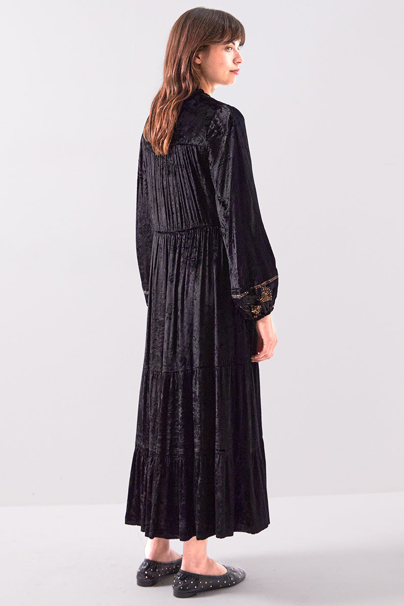 Ciara Velvet Embroidered Dress