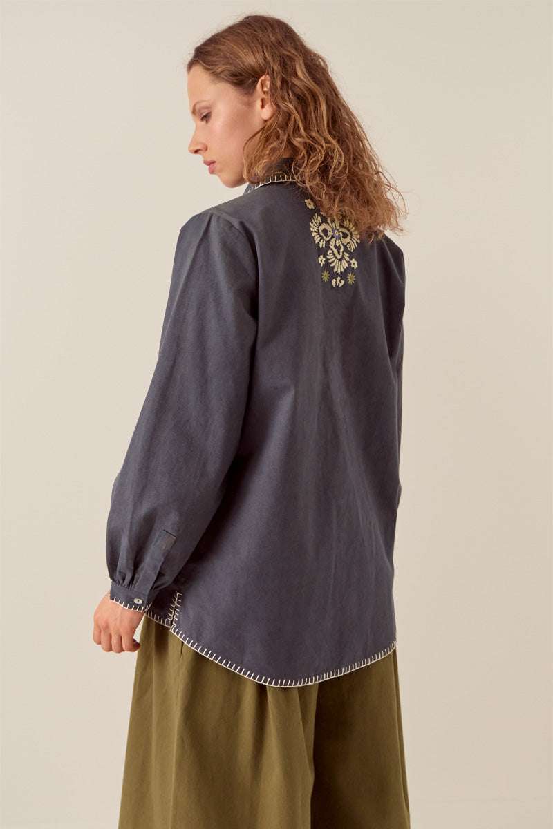 Cora Floral Embroidered Cotton Shirt