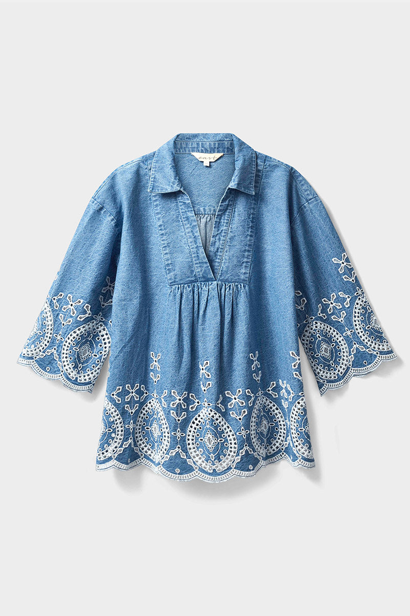 Coralie Denim Broderie Shirt