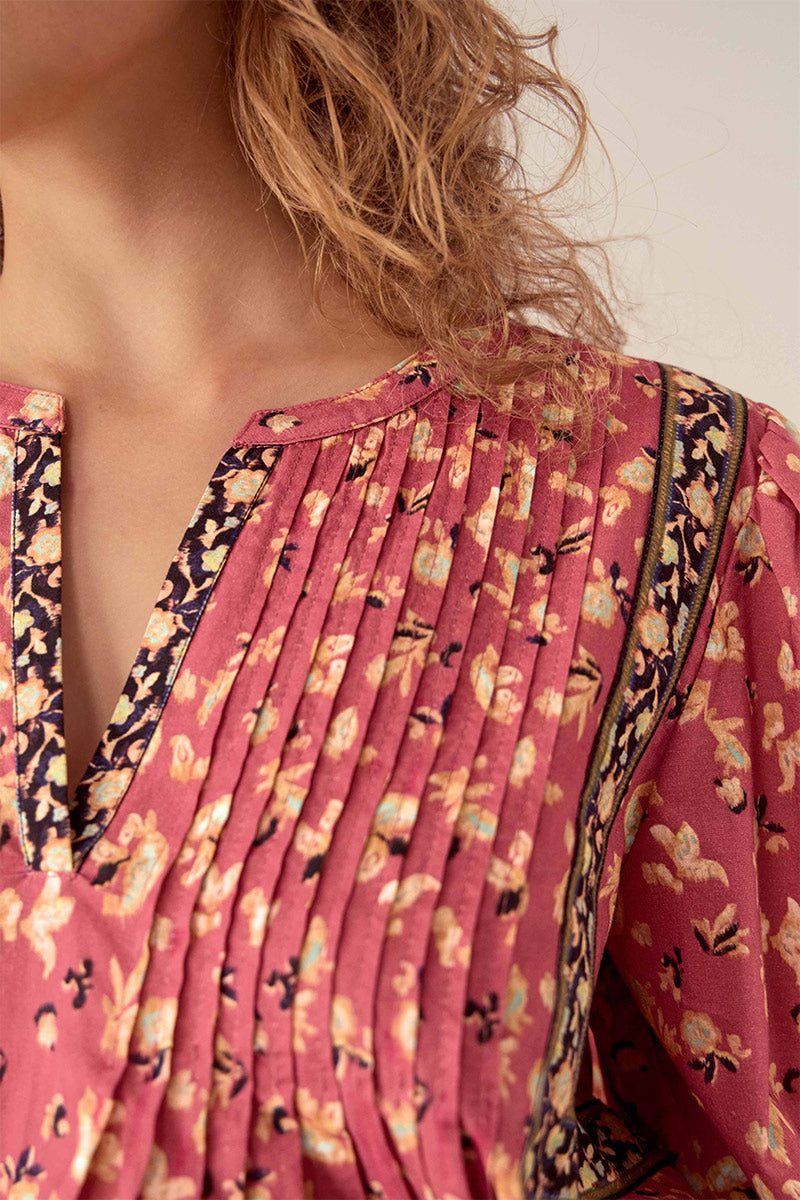 Darney Floral Print Cotton Top