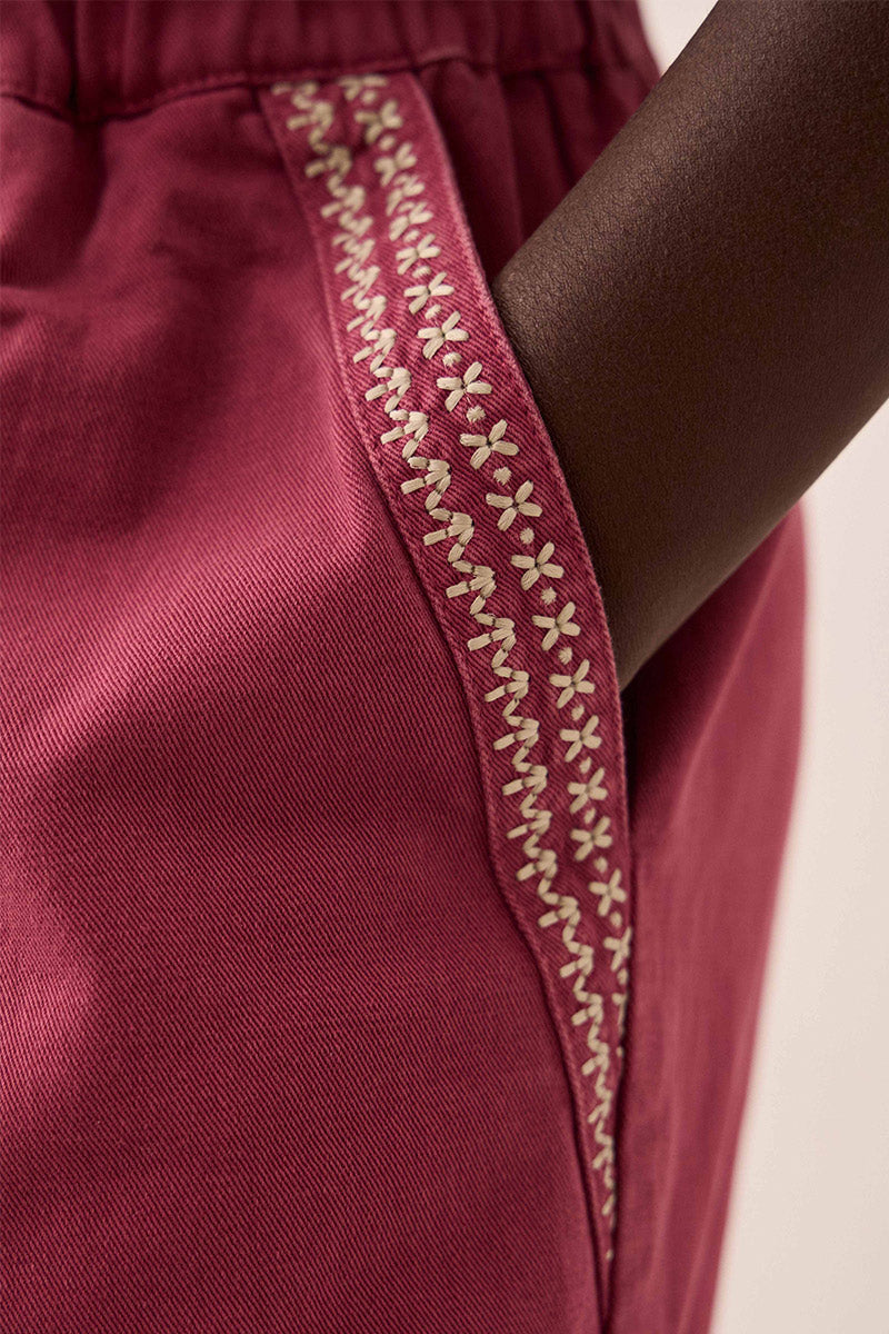 Della Wide Leg Cotton Twill Trousers