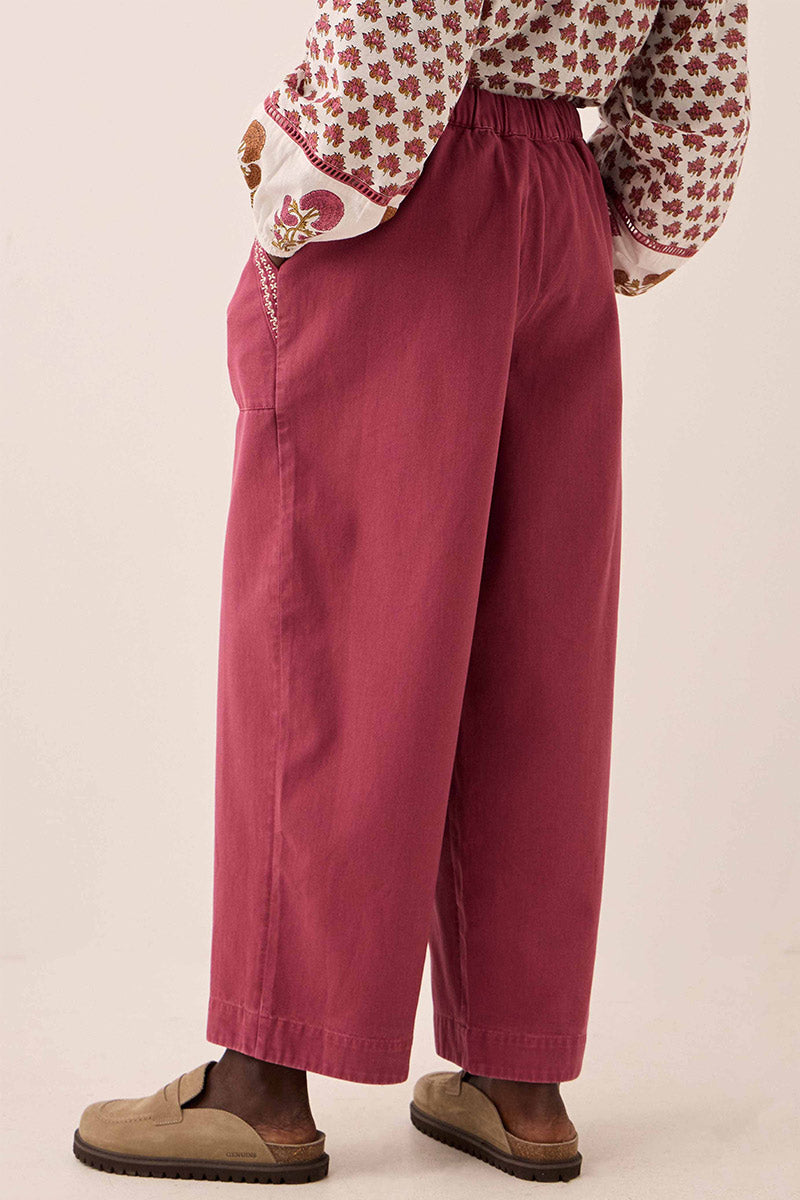 Della Wide Leg Cotton Twill Trousers