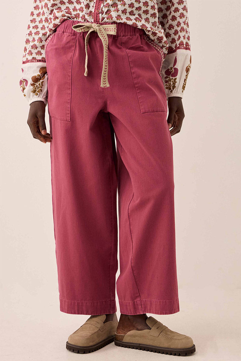 Della Wide Leg Cotton Twill Trousers