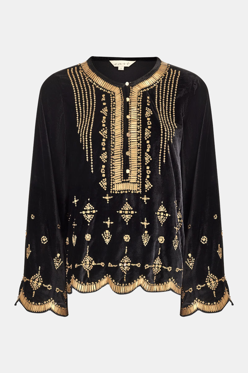 Elide Metal Sequin Top