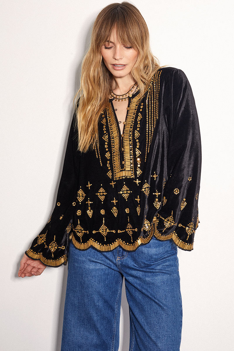 Elide Metal Sequin Top