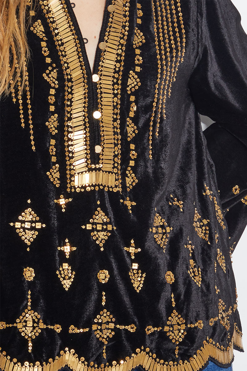 Elide Metal Sequin Top