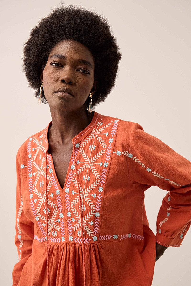 Enda Embroidered Cotton Top