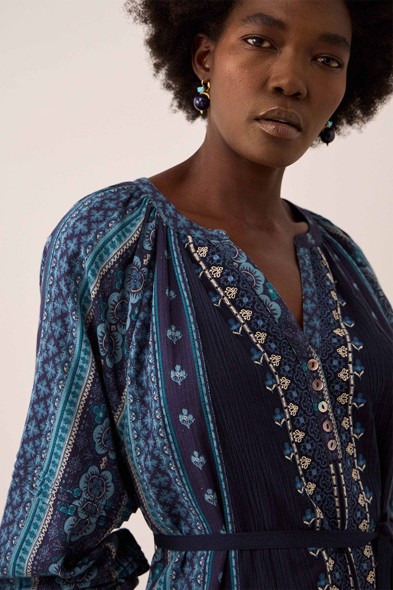 geometric embroidered dress Gabriette Geometric Print Embroidered Dress