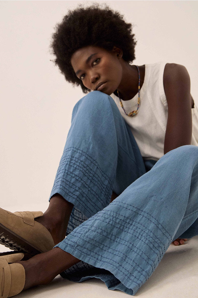 Hetta Linen Tonal Embroidery Trousers