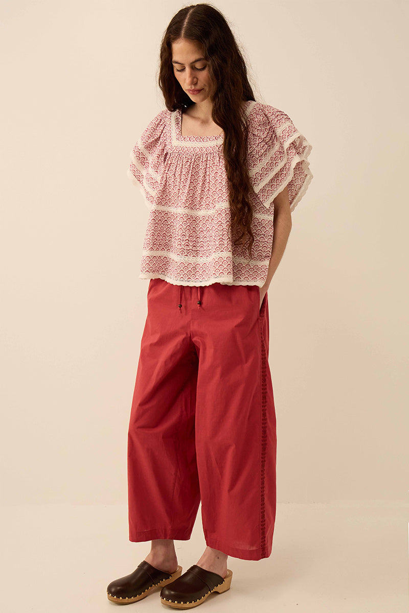 Irina Cotton Embroidered Trousers