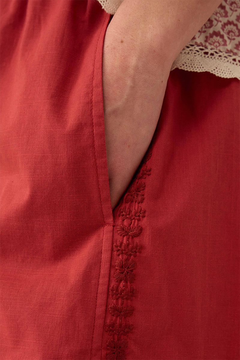 Irina Cotton Embroidered Trousers