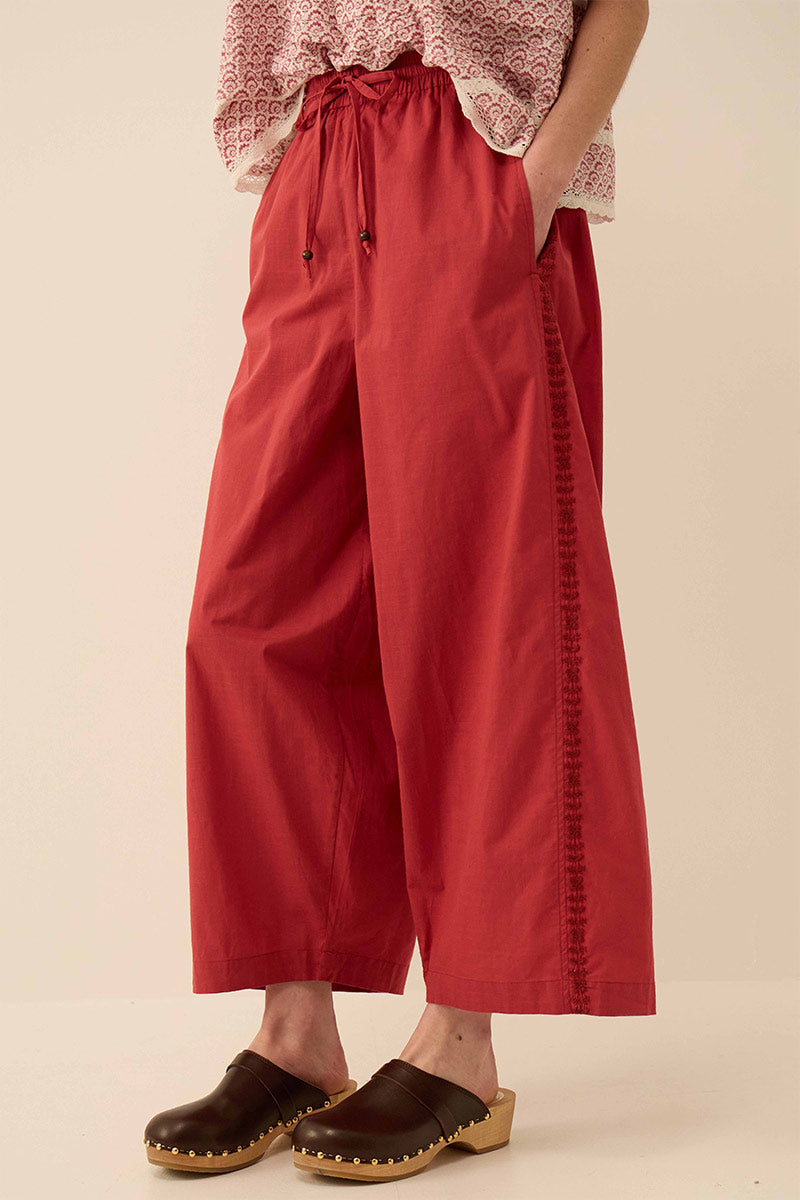 Irina Cotton Embroidered Trousers