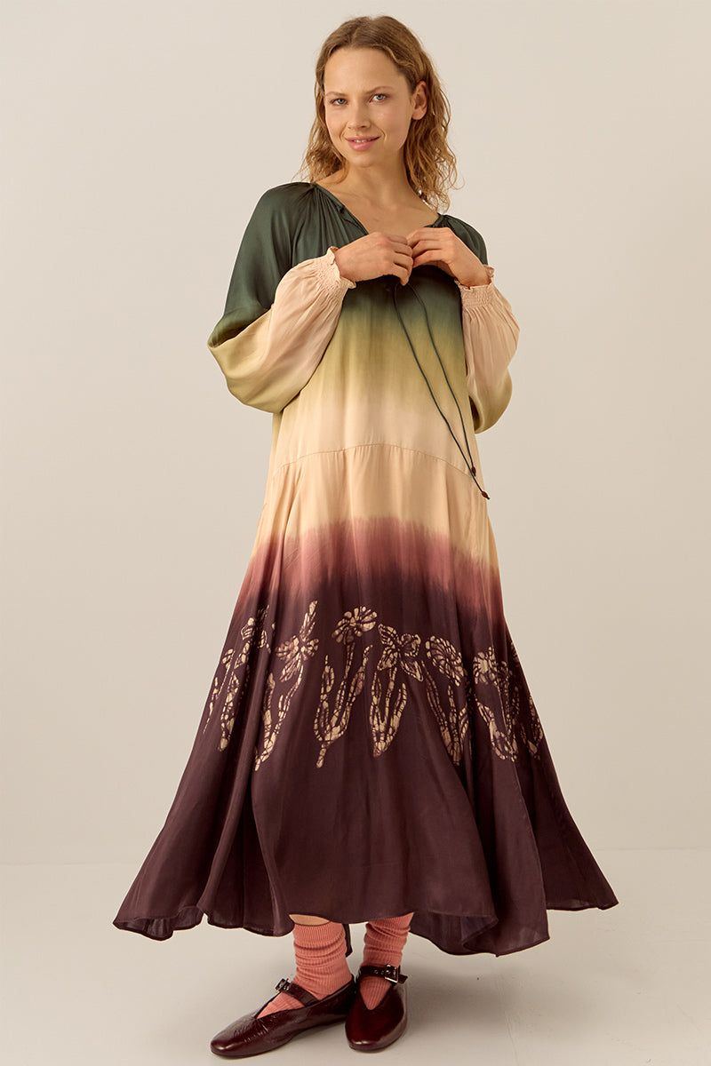 green dress shirt women's Izzy Dip Dye Dress