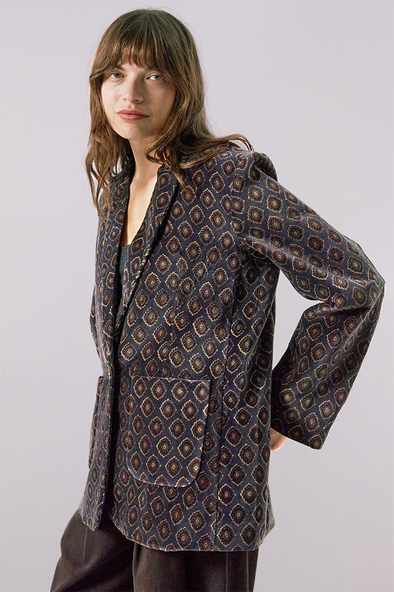 Jesi Printed Velvet Tailored Blazer