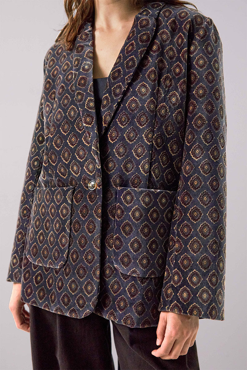 Jesi Printed Velvet Tailored Blazer