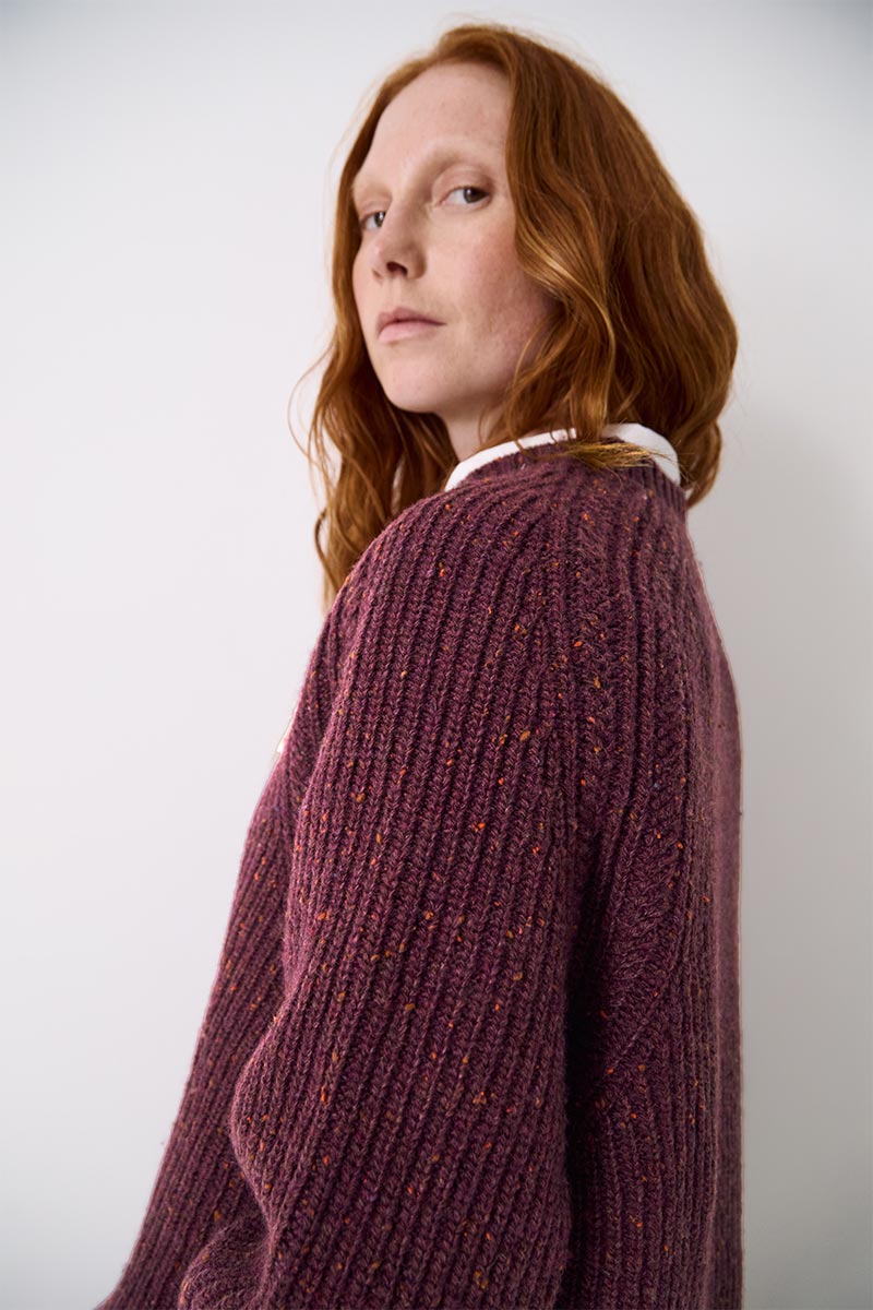 Jiya Donegal Knit Sweater Berry