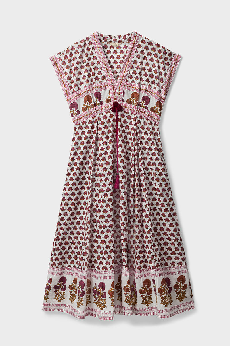 Karmen Hand Woodblock Cotton Dress