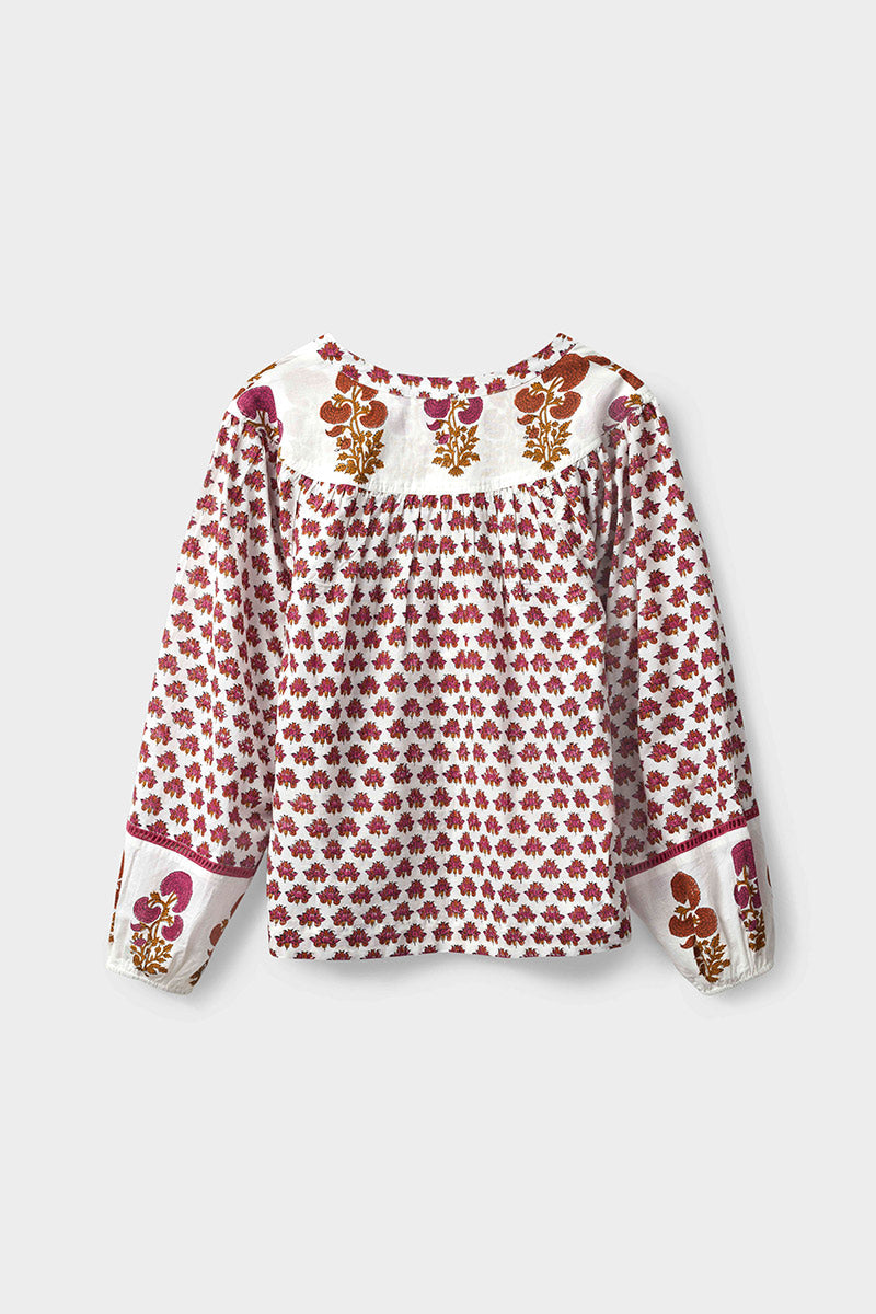 Karmen Hand Woodblock Cotton Top