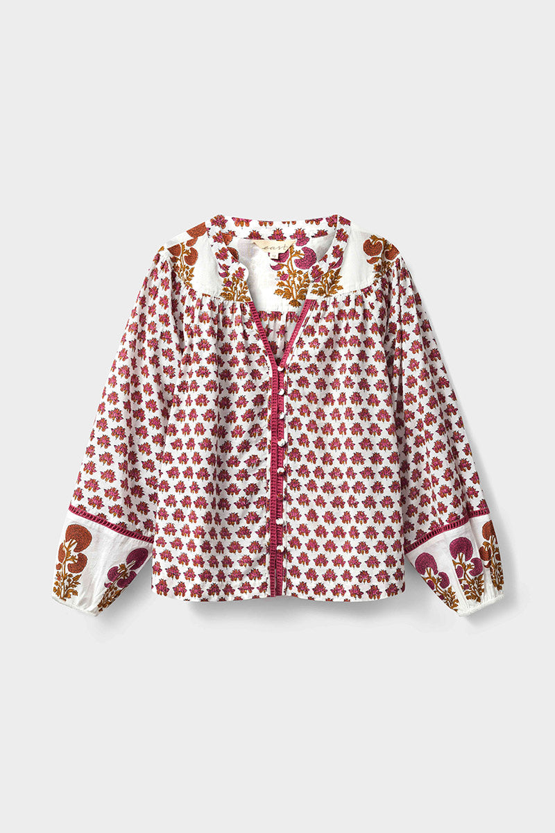 Karmen Hand Woodblock Cotton Top