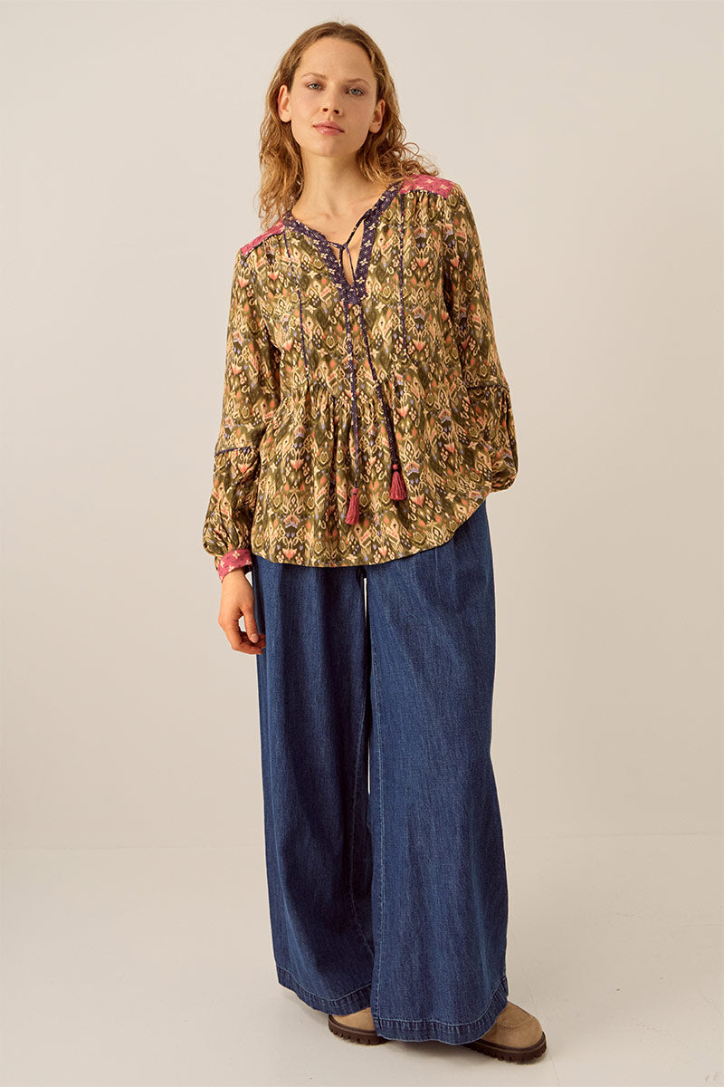 Kiku Ikat Printed Top