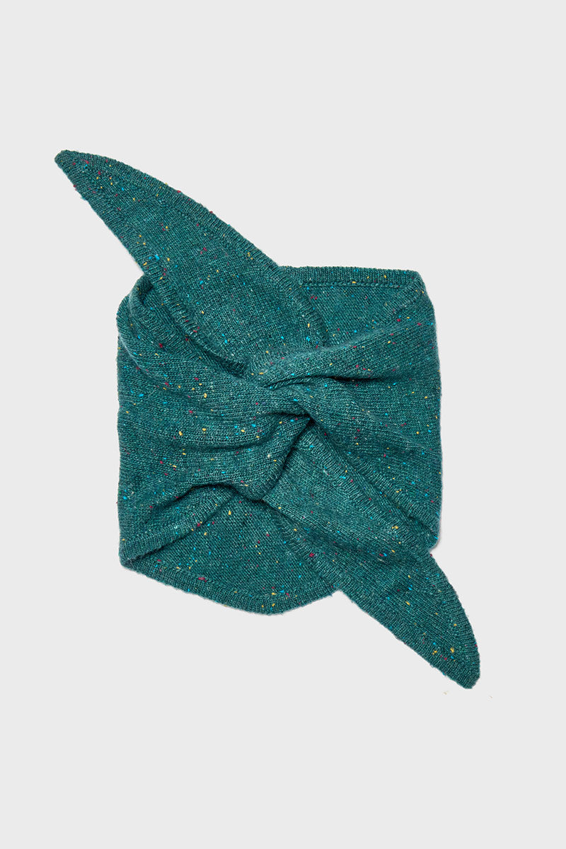 Knitted Wool Bandana Scarf Teal