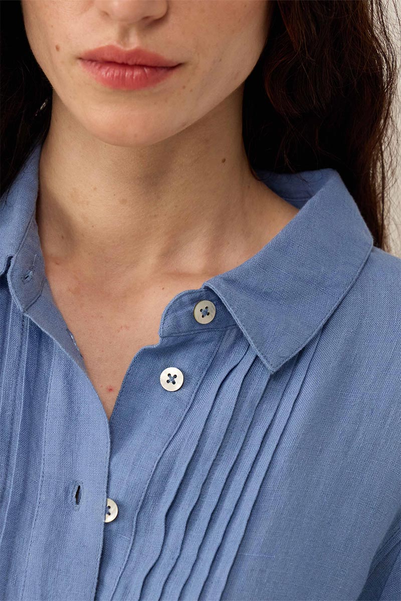 Liza Linen Shirt Dress Blue