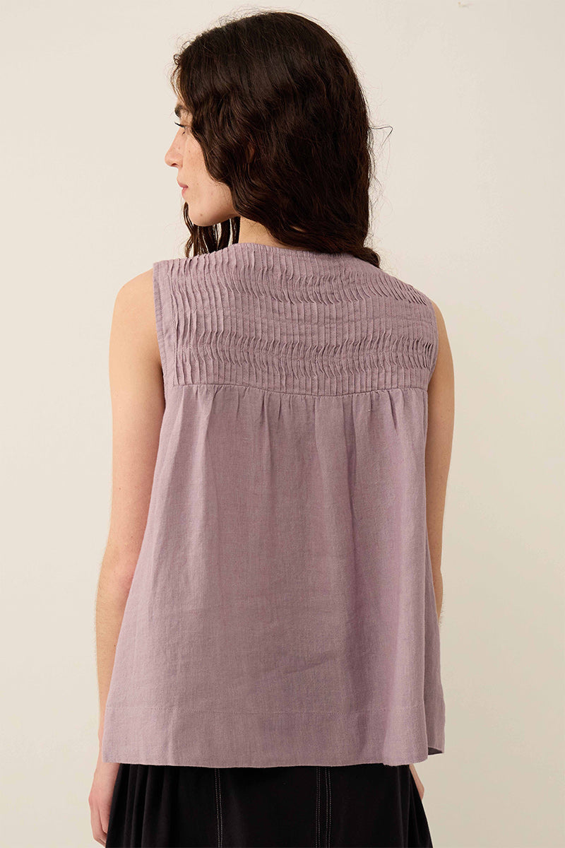 Liza Sleeveless Linen Top Lilac