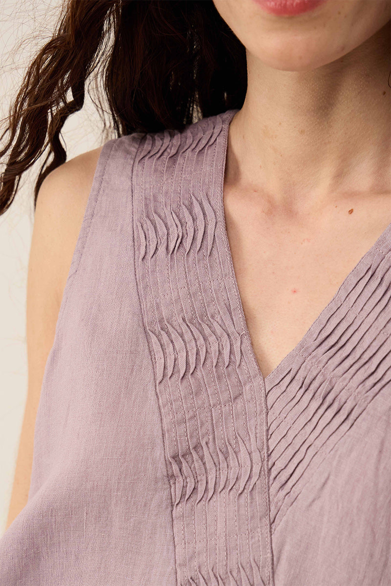 Liza Sleeveless Linen Top Lilac