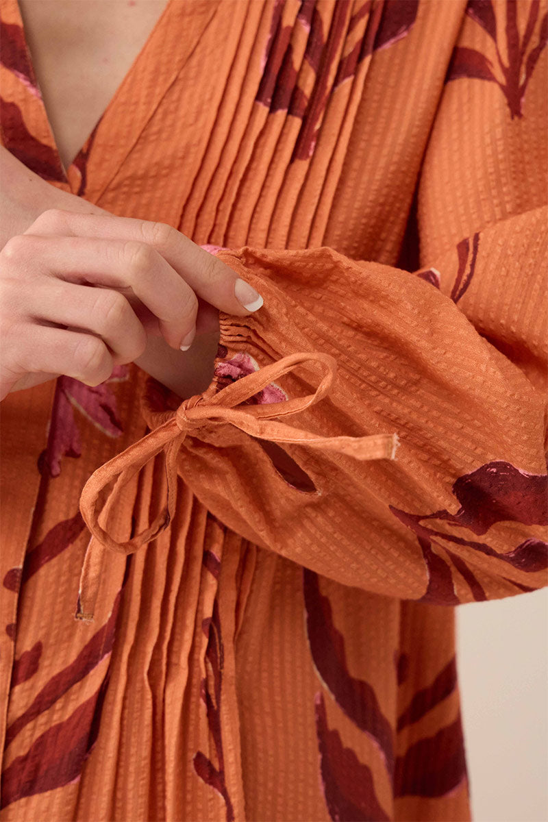 Maisie Botanical Print Cotton Seersucker Dress